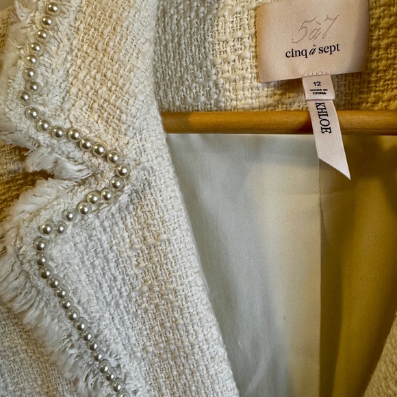 Ivory Khloe Faux-Pearl Bouclé Blazer by Cinq a Sept - Picture 10 of 14